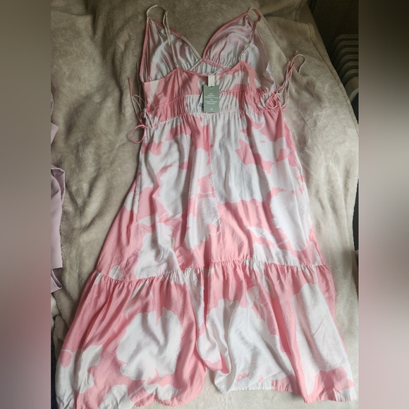 H&M Drawstrings Maxi Dress Floral Light Pink XXL, XL BNWT - Picture 12 of 15